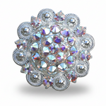 Bright Silver AB Crystal Conchos | Sizes 1"- 3" | Buckles | Saddle Set | Leather Rosettes | Slide