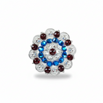 Bright Silver Red - White - Blue Crystal Conchos | Sizes 1"- 3" | Buckles | Saddle Set | Leather Rosettes | Slide