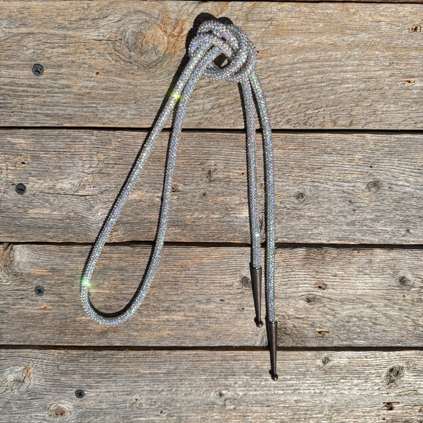 AB Rhinestone Bolo Tie with Crystal Slide