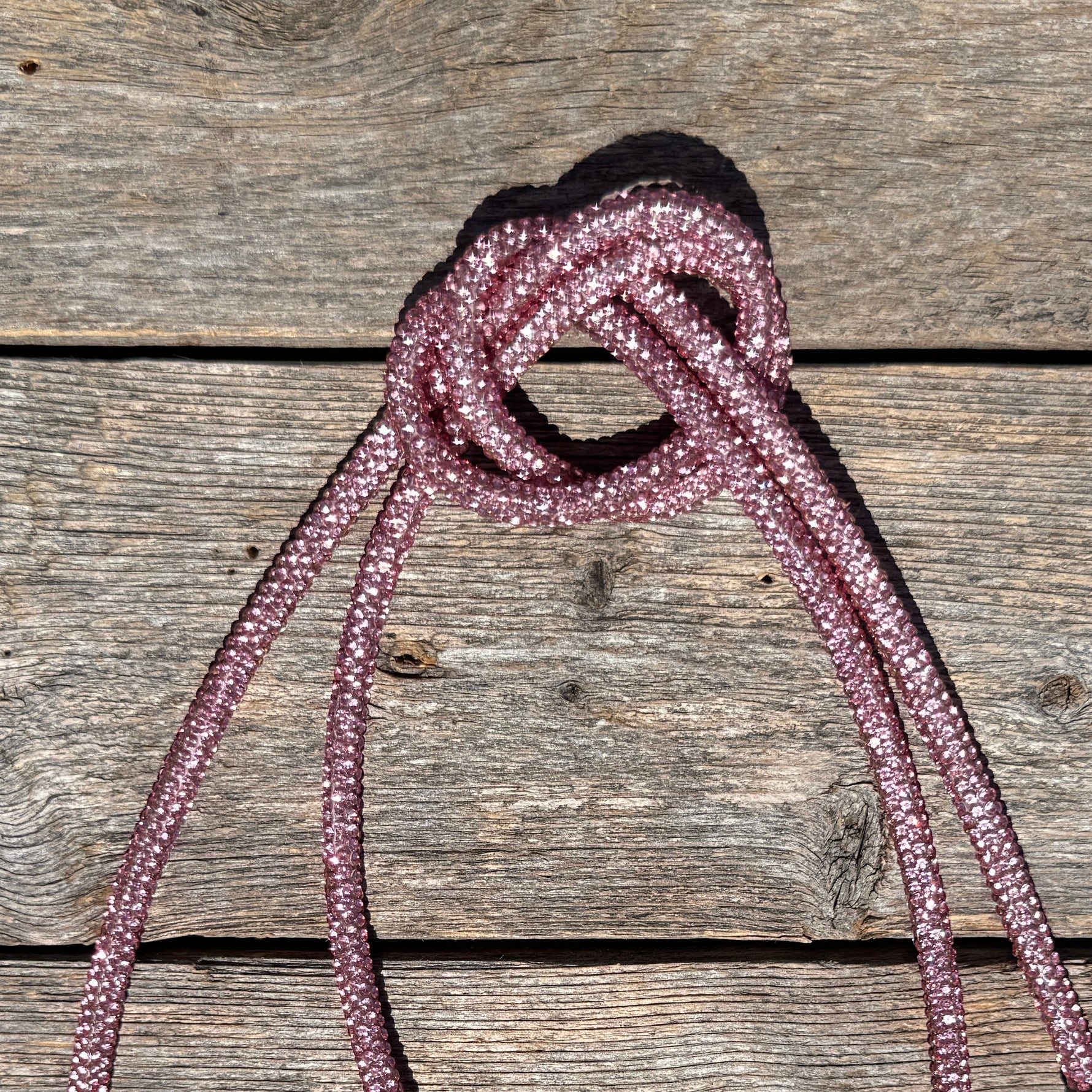 Pink Rhinestone Bolo Tie with Crystal Slide