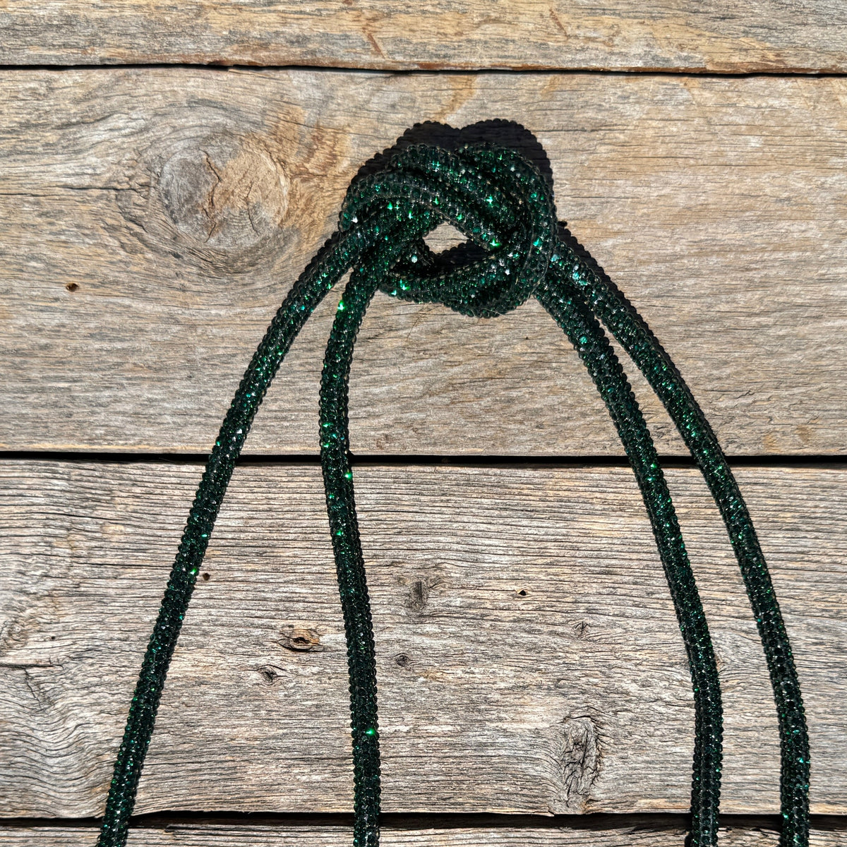 Emerald Rhinestone Bolo Tie with Crystal Slide