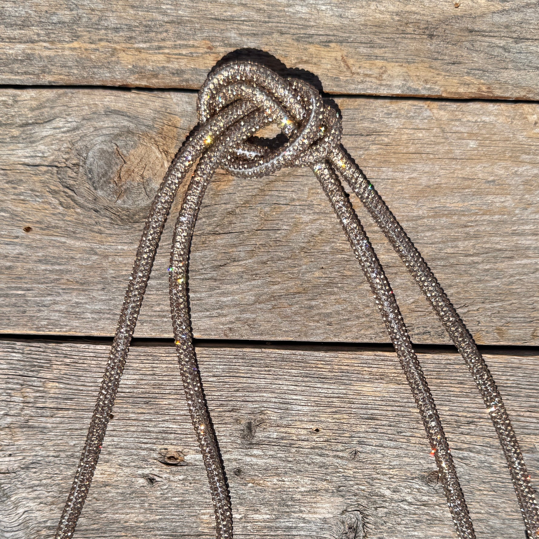 Champagne Rhinestone Bolo Tie with Western Slide