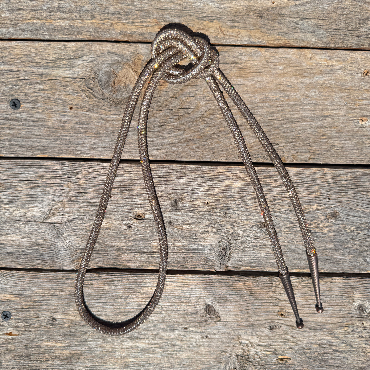 Champagne Rhinestone Bolo Tie with Crystal Slide