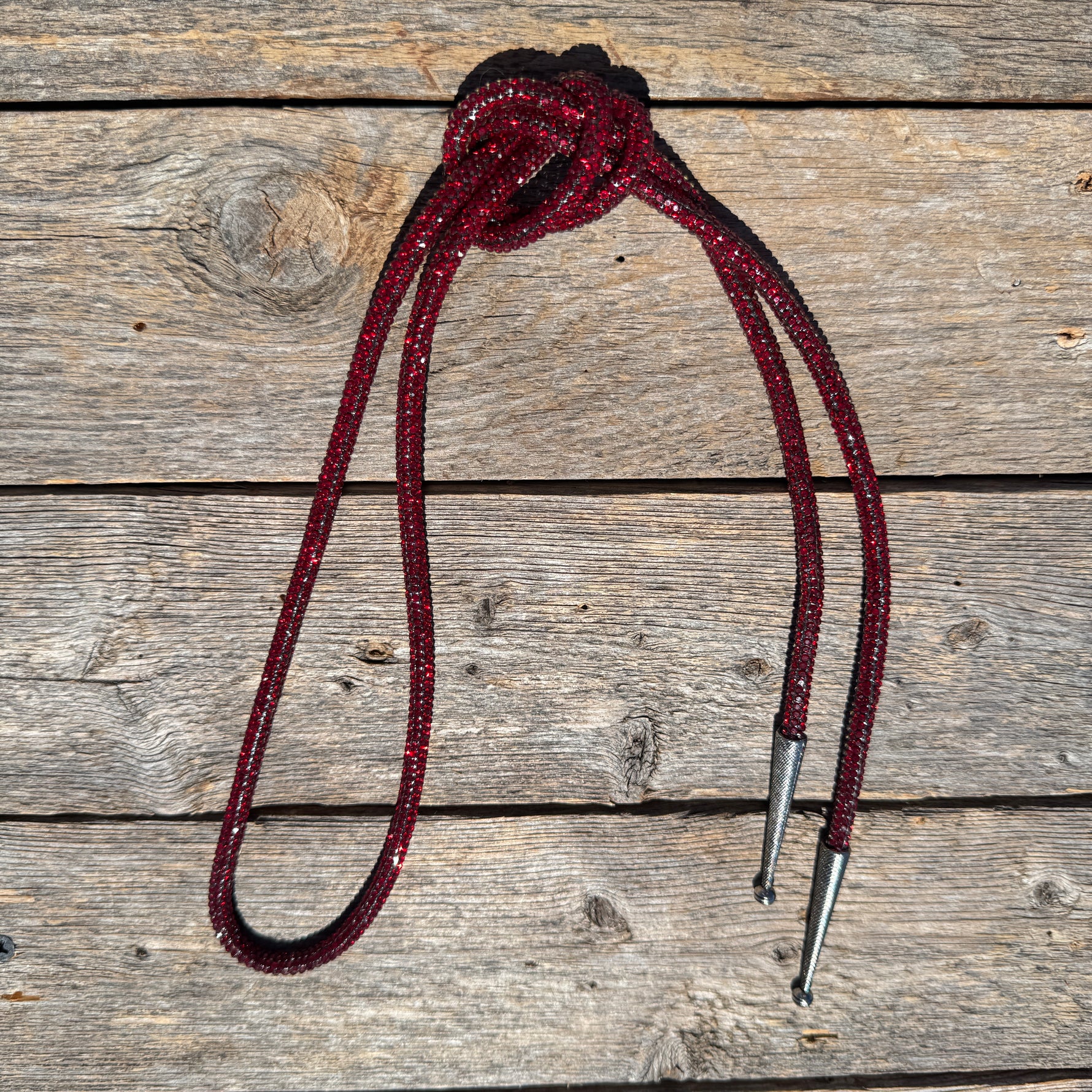 Ruby Rhinestone Bolo Tie with Crystal Slide