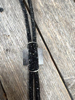 Black Rhinestone Bolo Tie with Crystal Slide