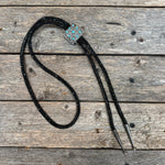 Black Rhinestone Bolo Tie with Turquoise Slide