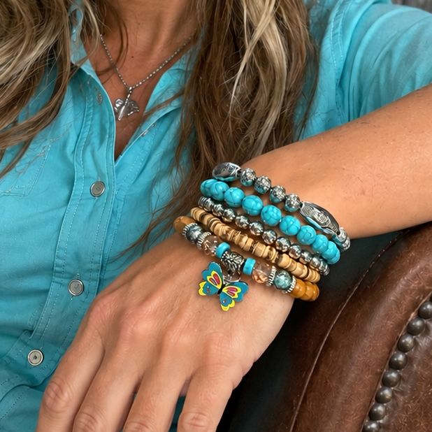 Butterfly and Fashion Turquoise Bracelet Stack