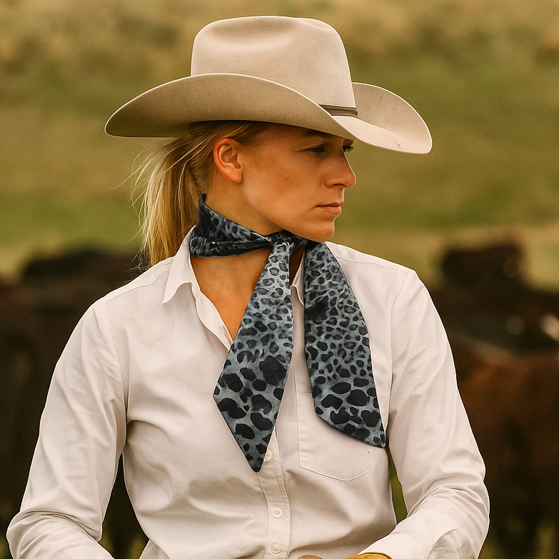 Black Animal Wild_Rag_Scarf_for_NFR_Cowgirls_Rodeo_Drive_Conchos
