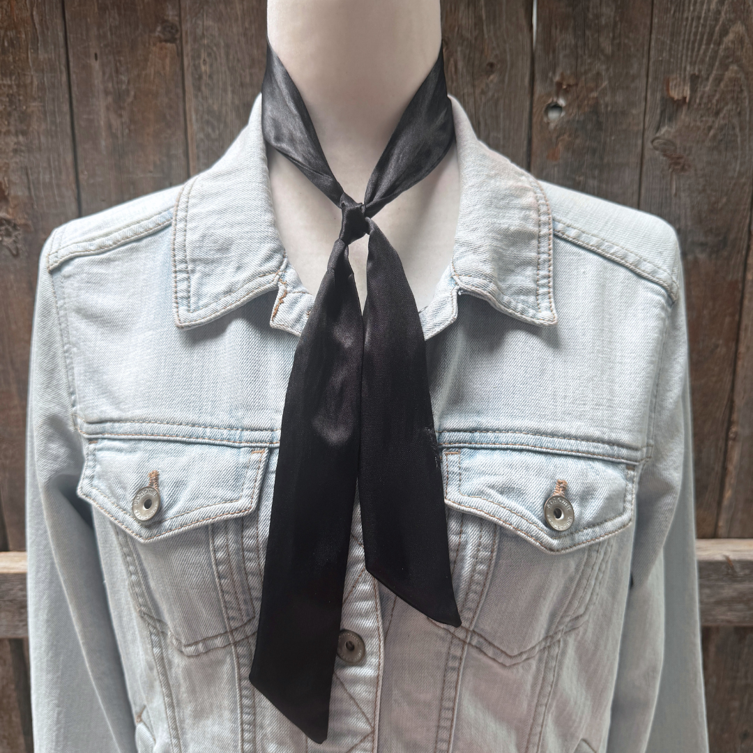 Black Wild_Rag_Scarf_for_NFR_Cowgirls_Rodeo_Drive_Conchos