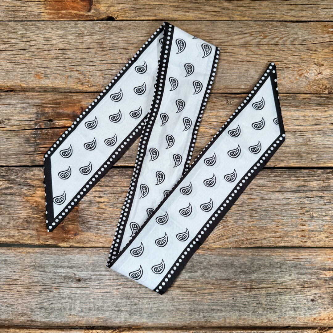 Black and white paisley Western_Wild_Rag_Scarf_for_Cowgirls_Rodeo_Drive_Conchos