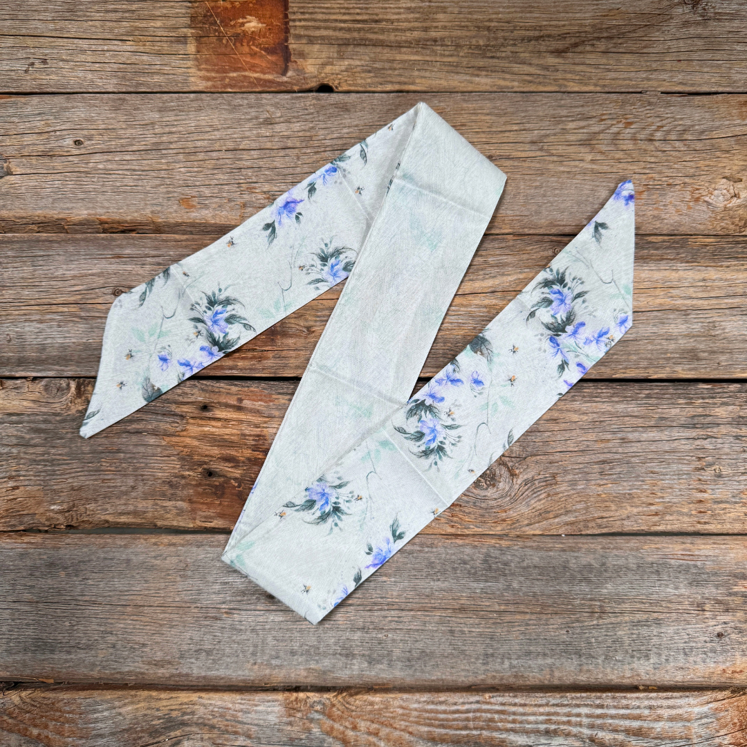 Blue and green floral Western_Wild_Rag_Scarf_for_Cowgirls_Rodeo_Drive_Conchos