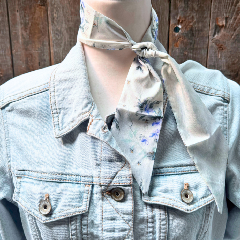 Blue and green floral Wild_Rag_Scarf_for_NFR_Cowgirls_Rodeo_Drive_Conchos