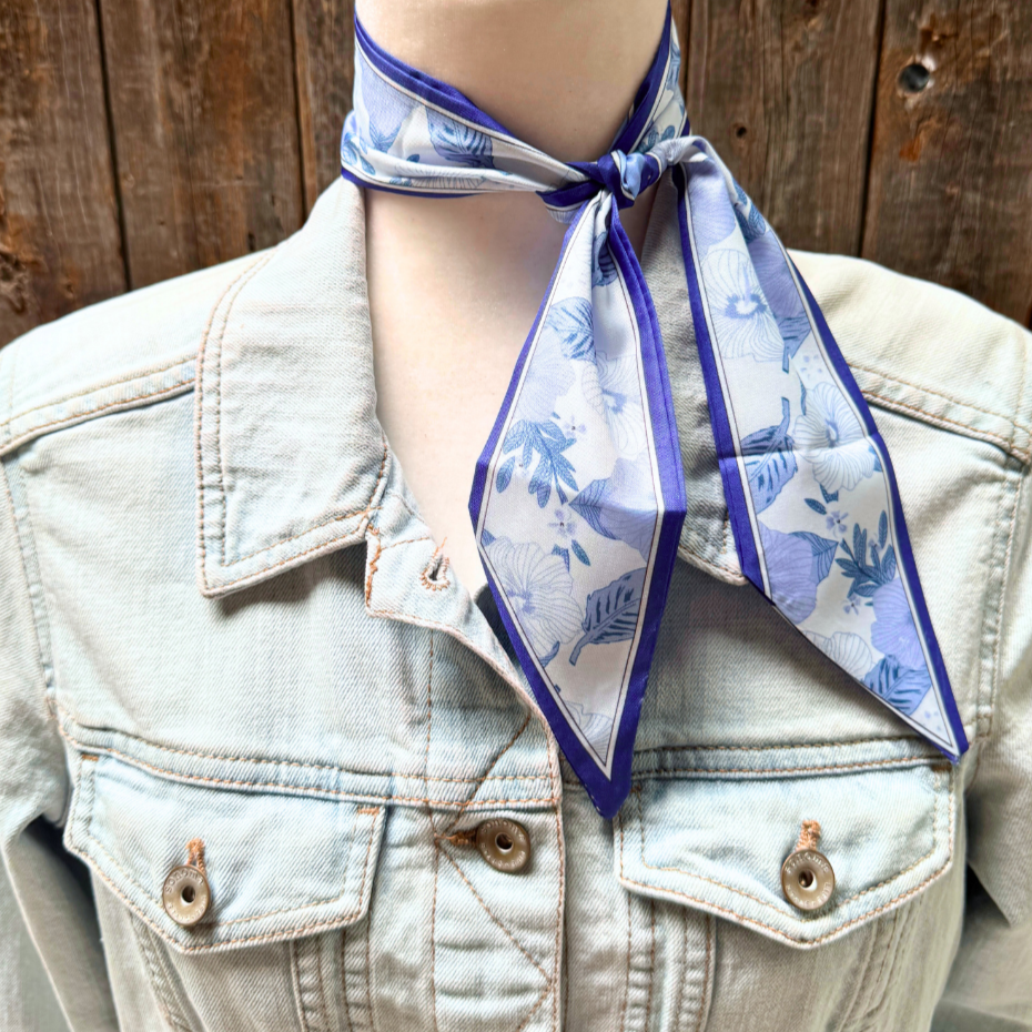 Blue Floral Western Skinny Mini Wild Rag Scarf | Cowgirl Necktie ...
