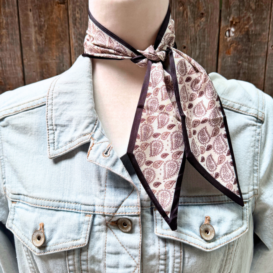 Brown Paisley Wild_Rag_Scarf_for_NFR_Cowgirls_Rodeo_Drive_Conchos