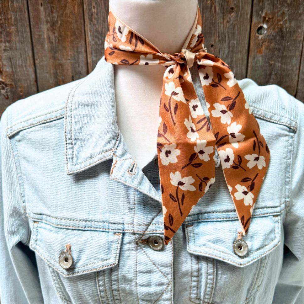 Brown and cream flowers Wild_Rag_Scarf_for_NFR_Cowgirls_Rodeo_Drive_Conchos
