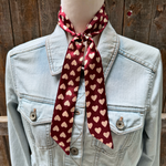 Burgundy and Cream Hearts Wild_Rag_Scarf_for_NFR_Cowgirls_Rodeo_Drive_Conchos