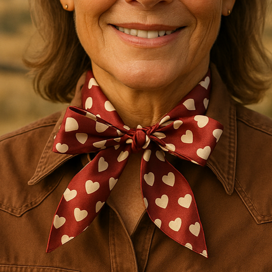 Burgundy and Cream Hearts xxxx Wild_Rag_Necktie_for_Cowgirls_Rodeo_Drive_Conchos