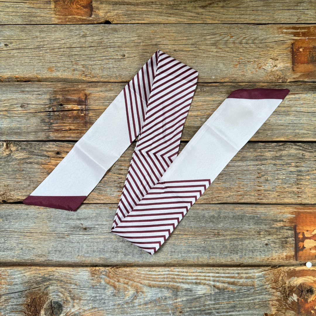 Burgundy and cream stripes Western_Wild_Rag_Scarf_for_Cowgirls_Rodeo_Drive_Conchos