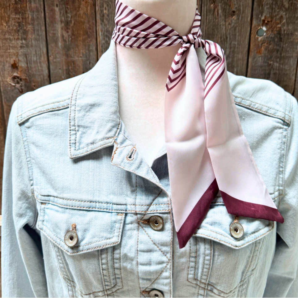 Burgundy and cream stripes Wild_Rag_Scarf_for_NFR_Cowgirls_Rodeo_Drive_Conchos