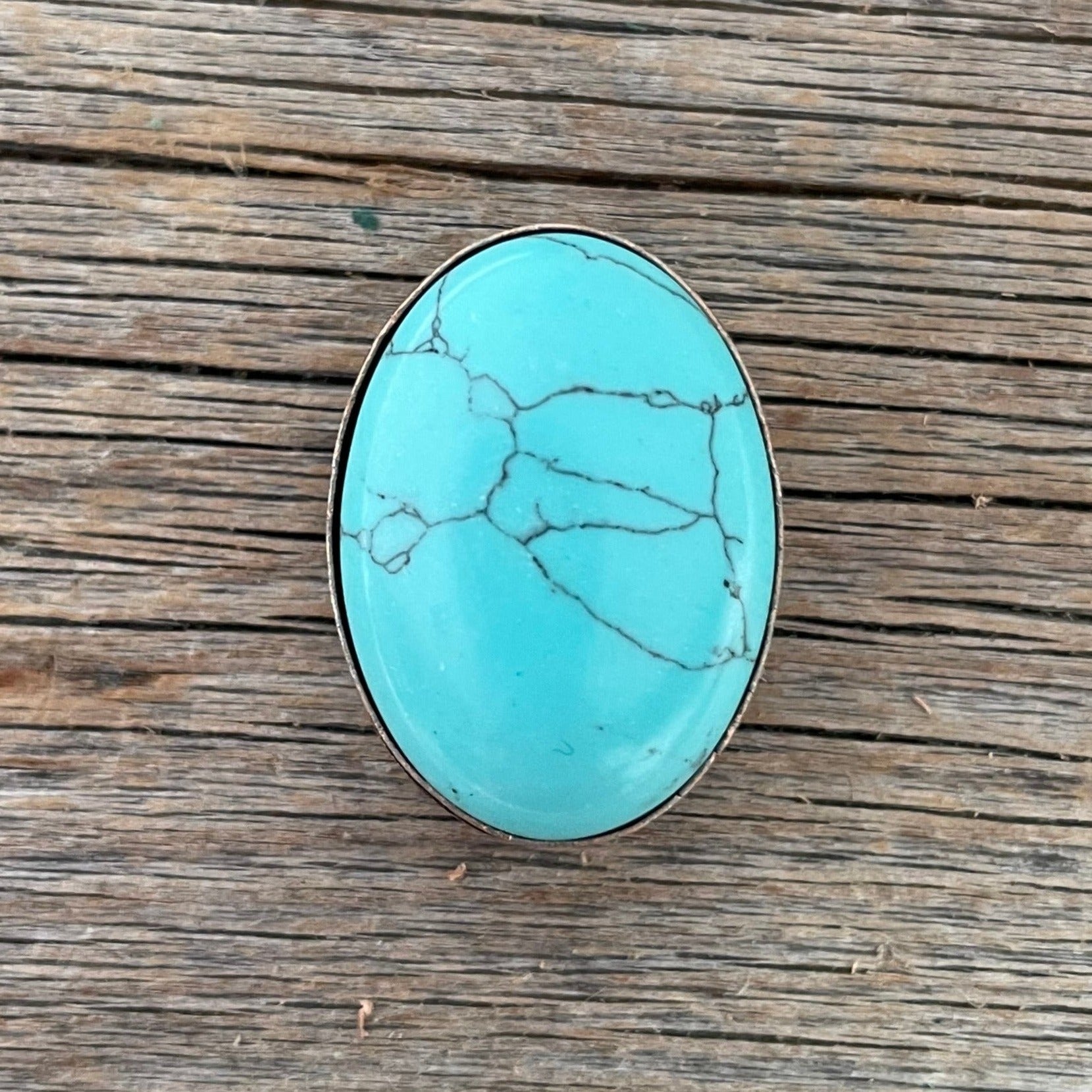 1" Oval Cabochon Stone Concho - Turquoise, Fuchsia, Rust, Blue, Sage, Lapis, White, Green