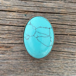 1" Oval Cabochon Stone Concho - Turquoise, Fuchsia, Rust, Blue, Sage, Lapis, White, Green