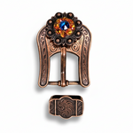 Copper Capri - Fire Opal - Teal Crystal Conchos | Sizes 1"- 3" | Buckles | Saddle Set | Leather Rosettes | Slide
