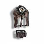 Copper Champagne - Clear Crystal Conchos | Sizes 1"- 3" | Buckles | Saddle Set | Leather Rosettes | Slide