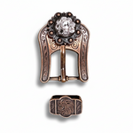 Copper Clear Crystal Conchos | Sizes 1"- 3" | Buckles | Saddle Set | Leather Rosettes | Slide