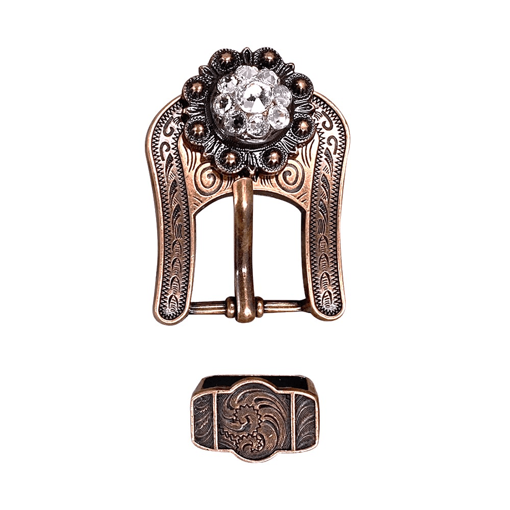 Clear Copper European Crystal Buckle Keeper Set - RODEO DRIVE