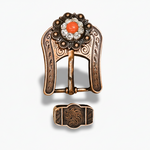 Copper Coral - Clear Crystal Conchos | Sizes 1"- 3" | Buckles | Saddle Set | Leather Rosettes | Slide
