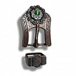 Copper Fern - Clear Crystal Conchos | Sizes 1"- 3" | Buckles | Saddle Set | Leather Rosettes | Slide