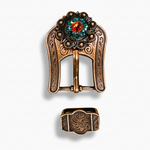 Copper Fire Opal - Teal - AB Crystal Conchos | Sizes 1"- 3" | Buckles | Saddle Set | Leather Rosettes | Slide