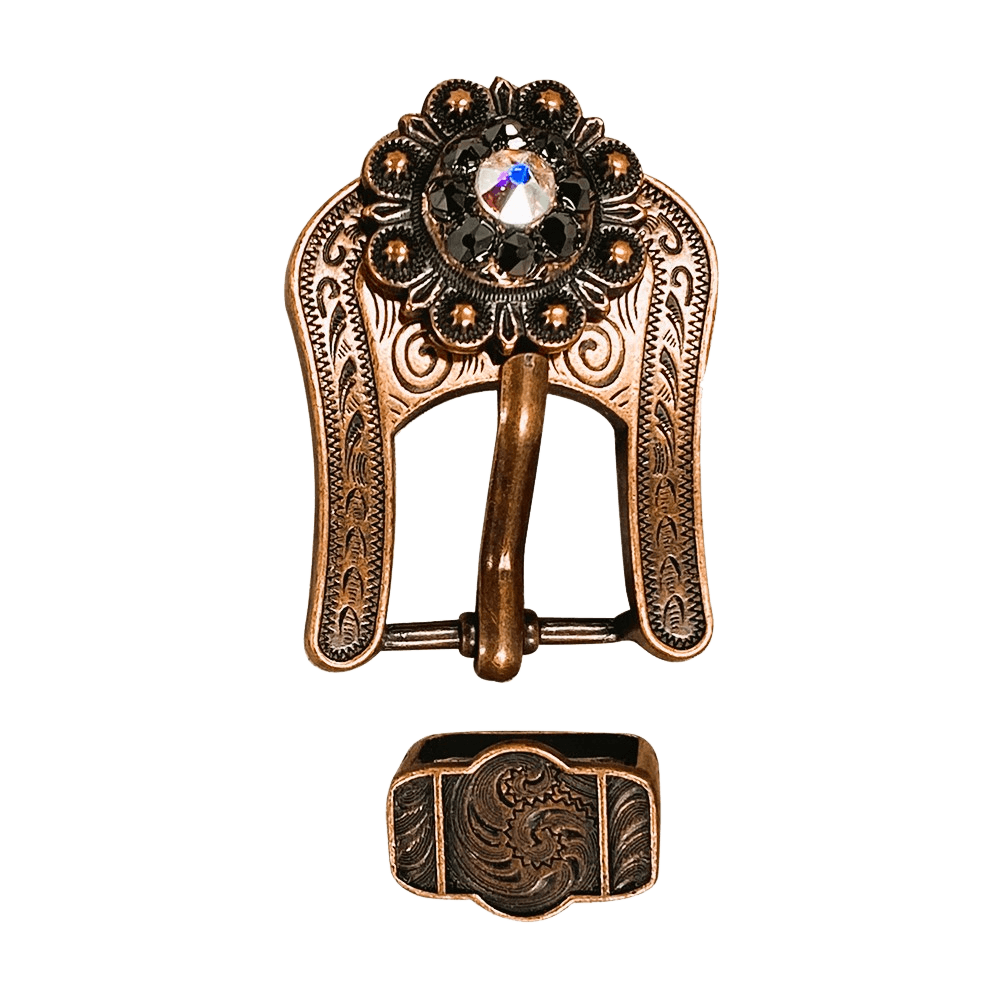 AB & Jet Copper European Crystal Buckle Keeper Set - RODEO DRIVE