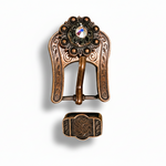 Copper Jet - AB Crystal Conchos | Sizes 1"- 3" | Buckles | Saddle Set | Leather Rosettes | Slide