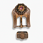 Copper Pink - AB - Champagne Crystal Conchos | Sizes 1"- 3" | Buckles | Saddle Set | Leather Rosettes | Slide
