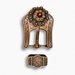 Copper Ruby - Jet - Champagne Crystal Conchos | Sizes 1"- 3" | Buckles | Saddle Set | Leather Rosettes | Slide