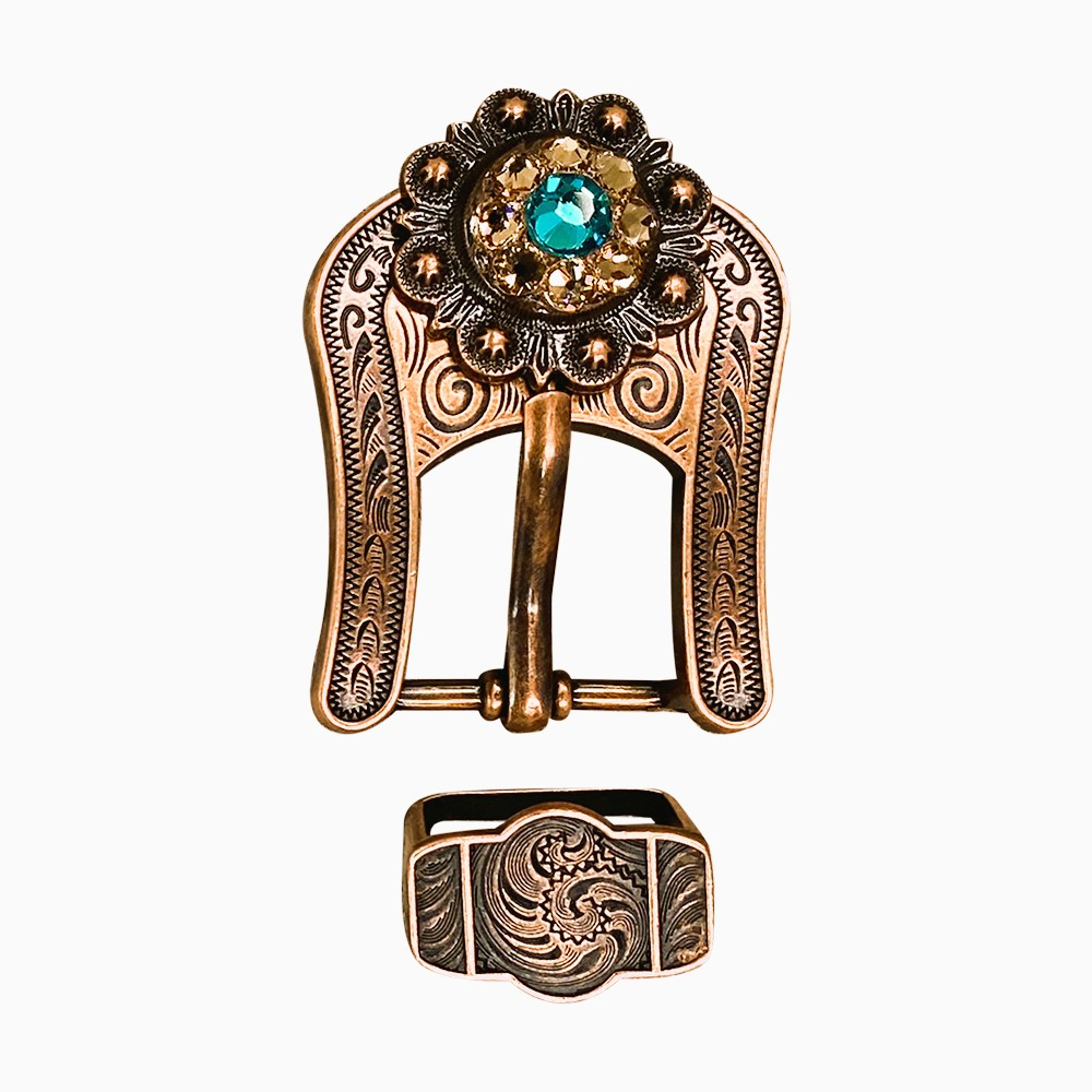 Copper Teal - Champagne - Topaz - Crystal Conchos Sizes from 1"-3" and Buckles