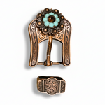 Copper Topaz - Turquoise - AB Crystal Conchos | Sizes 1"- 3" | Buckles | Saddle Set | Leather Rosettes | Slide