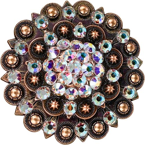 Copper AB Crystal Conchos Sizes from 1"-3" and Buckles