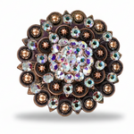 Copper AB Crystal Conchos | Sizes 1"- 3" | Buckles | Saddle Set | Leather Rosettes | Slide