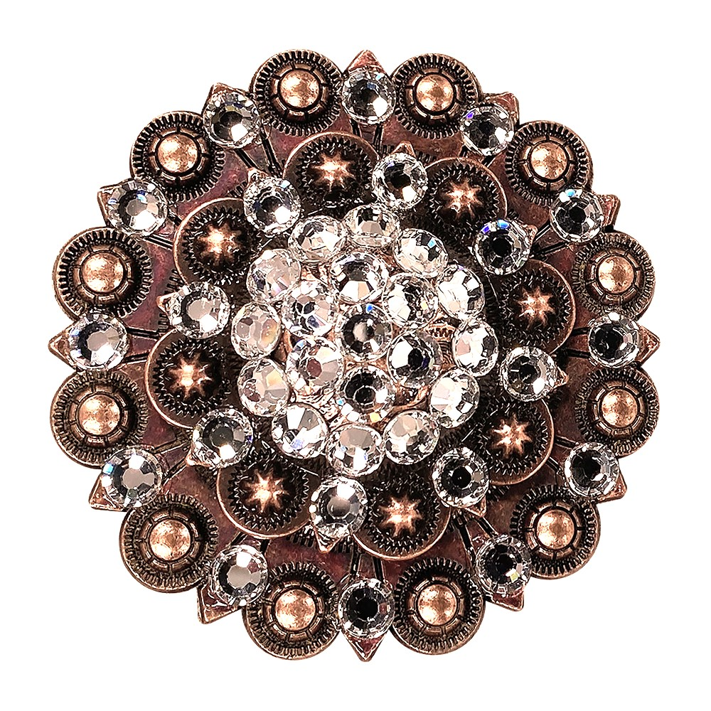 Copper Clear Crystal Conchos Sizes from 1
