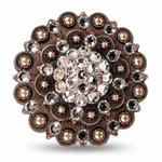 Copper Clear Crystal Conchos | Sizes 1"- 3" | Buckles | Saddle Set | Leather Rosettes | Slide