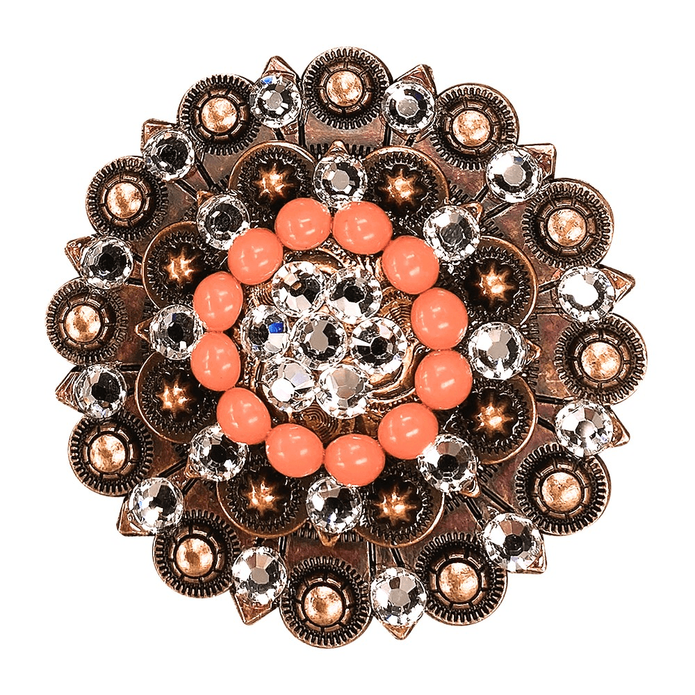 Fashion Coral & Clear Copper Berry Jacket European Crystal Concho - RODEO DRIVE