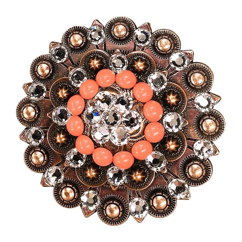 Copper Coral - Clear Crystal Conchos Sizes from 1"-3" and Buckles
