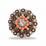 Copper Coral - Clear Crystal Conchos | Sizes 1"- 3" | Buckles | Saddle Set | Leather Rosettes | Slide