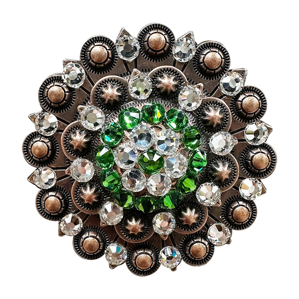 Copper Fern, Clear Crystal Conchos Sizes from 1"-3" and Buckles