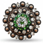 Copper Fern - Clear Crystal Conchos | Sizes 1"- 3" | Buckles | Saddle Set | Leather Rosettes | Slide