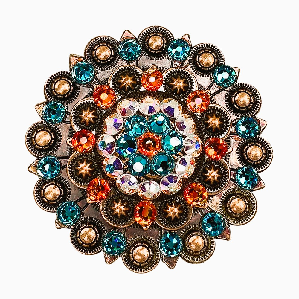Copper Fire Opal - Teal - AB Crystal Conchos Sizes from 1