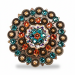 Copper Fire Opal - Teal - AB Crystal Conchos | Sizes 1"- 3" | Buckles | Saddle Set | Leather Rosettes | Slide