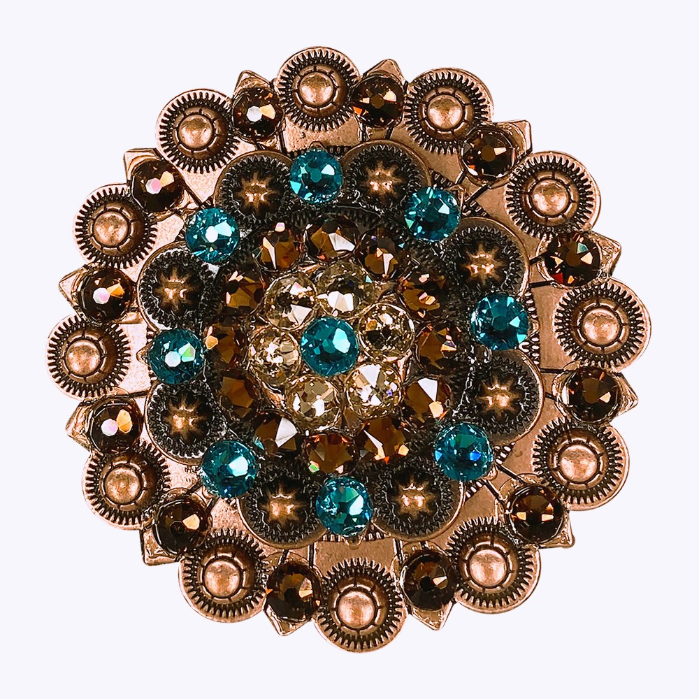 Copper Teal - Champagne - Topaz - Crystal Conchos Sizes from 1"-3" and Buckles